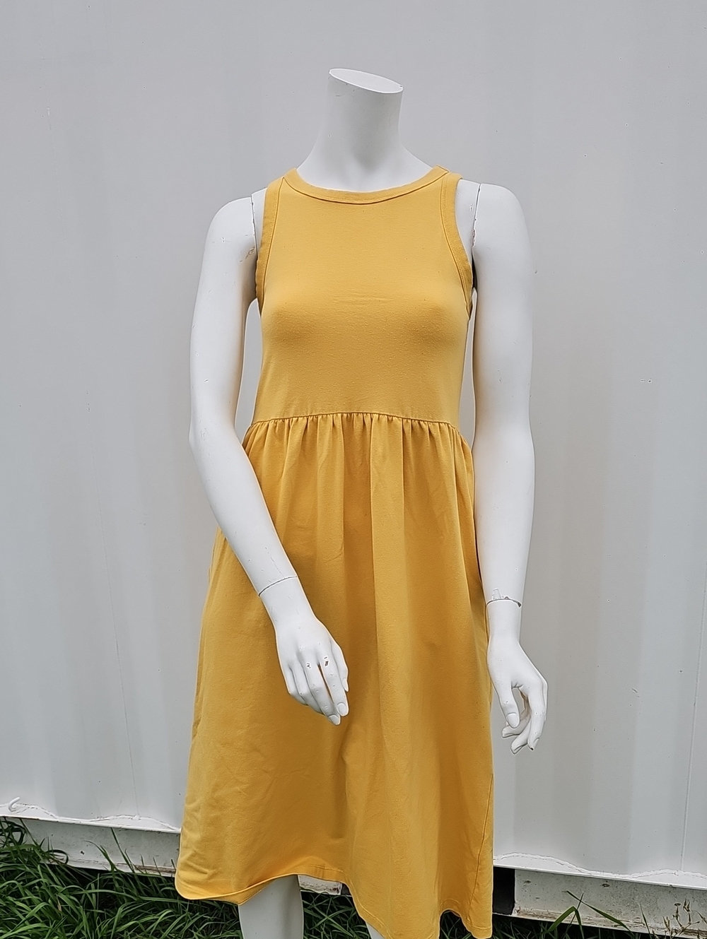 Buffalo David Bitton Yellow Cotton Blend Midi Dress Size Small